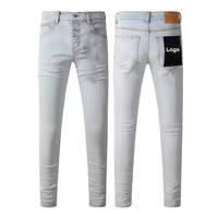 Jeans Homme Délavé Vintage Tendances Luxe Déchiré Streetwear Tissu Denim Pantalons Empilés