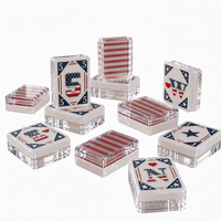 Ensemble de Mahjong américain de luxe en acrylique transparent avec design du drapeau américain, 160 pièces, qualité casino, fabriqué sur mesure, original d'usine