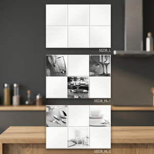 Carreaux de mur en céramique imprimés HD blancs de cuisine de restaurant 12x18in 30x45cm finition émaillée brillante disponible à la vente - Product Image 1