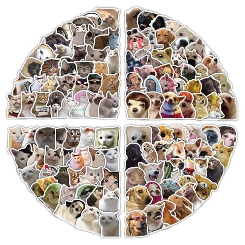 Custom Die Cut Printed Cartoon Cat Dog Meme PVC Waterproof Stickers for Home Decoration and Promotional Gifts