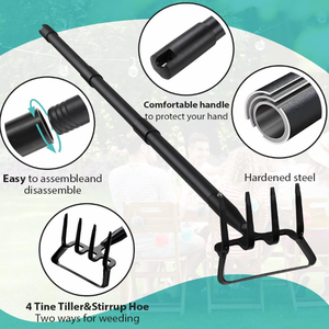 Outil de jardinage 2-en-1 avec manche long réglable <span class=keywords><strong>Action</strong></span> Scuffle Loop Hoe avec râteau Sol Tiller Cultivator Stirrup Hoe Garden Hoe - Product Image 5