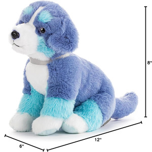 B143 OEM Mountain Dog Blue Teal Poliéster Suave Peluche de peluche Animal de piel sintética Pila larga Peluda Venta al por mayor Adorable Blue Dog - Product Image 2