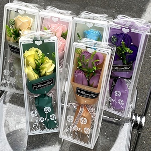 Ramo Pequeño Hecho a Mano de Rosas y <span class=keywords><strong>Claveles</strong></span>, Caja de Regalo de Jabón para el Día de San Valentín, Día del Maestro, Navidad, Compra al por Mayor de 3 Ramos, Flores Artificiales - Product Image 1