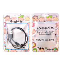 Sacs d'emballage mignons personnalisés pour câbles USB imprimés, pochettes à fermeture éclair avec carte de présentation composite et cintre, sacs à fermeture éclair de forme personnalisée