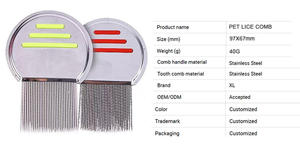 Peigne à <span class=keywords><strong>poux</strong></span> en métal de précision, en acier inoxydable, à dents fines, pour éliminer les lentes, avec barres antidérapantes en silicone rouge - Product Image 5