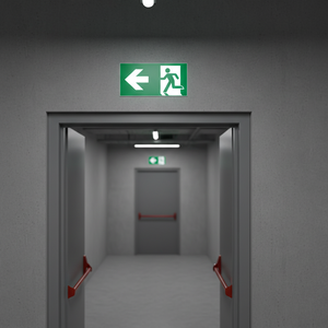 Uscita di emergenza segno freccia sinistra-200 in PVC luminescente * 400mm - Product Image 3