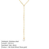 Collier en Y EMANCO en acier inoxydable avec perles pour femme, élégant pour le quotidien et les rendez-vous, chaîne lariat, bijoux de mode, vente en gros, dropshipping