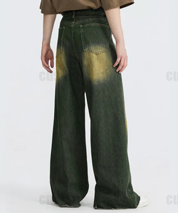 Baggy Jeans Men's Casual Wide Leg Three-Dimensional <strong>Machete</strong> Washed Straight Jeans Men 100% Cotton Mid Denim Baggy Jeans for Men - Product Image 4