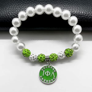 Collana con Ciondolo a Lettera Iota Phi Lambda con Perle e Charm, Gioiello per Confraternite e Sorellanze Greche - Product Image 4