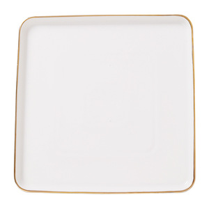 <span class=keywords><strong>Assiette</strong></span> carrée en céramique <span class=keywords><strong>blanche</strong></span> élégante avec bordure dorée, <span class=keywords><strong>assiette</strong></span> en porcelaine de qualité supérieure pour steak, idéale pour les hôtels, les restaurants et l'usage domestique - Product Image 5