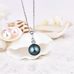 Minimalist Pearl Jewelry 925 Silver Luxury Freshwater Pearl Pendant Women Black Fresh Water Pearl Necklace