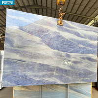Dalles de marbre bleu brésilien naturel royal pour comptoir d'îlot de cuisine Carreaux de sol en placage de panneau mural intérieur Escalier de villa