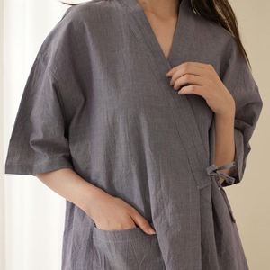 100% Cotton Customized Homewear Sleepwear <b>Cardigan</b> Kimono Yukata Cotton Bathrobe Nightwear - Product Image 4