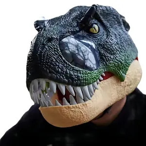 Yeni gelenler simülasyon dinozor maskesi yenilik ilginç oyuncaklar cadılar bayramı parti oyuncak hediyeler Dino cadılar bayramı Led ışık Up maskeleri komik oyuncak
