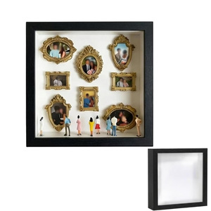 Mini Museum Shadow Box Photo <b>Frame</b> Square <b>Black</b> Resin Vintage Handmade DIY Portrait Display With Lights - Product Image 3