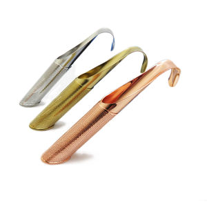 แท่งกรองชาสแตนเลสสีทองพร้อมตะขอสำหรับสมุนไพรและเครื่องเทศ - Product Image 1