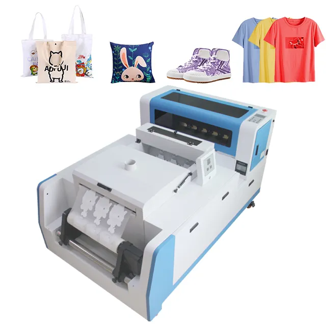 Dtf طابعة ملفوفة الرقمية T قميص ماكينة الطباعة على النسيج الحرارة الصحافة الحيوانات الأليفة لفة فيلم طابعة مع المزدوج 4720 رأس الطباعة