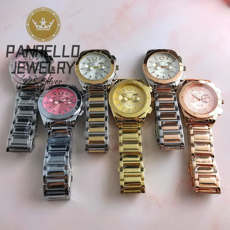 Jam tangan kuarsa Eropa dan Amerika berkualitas tinggi jam tangan pasangan emas mawar berlapis emas 14k jam tangan hadiah modis untuk pria dan wanita