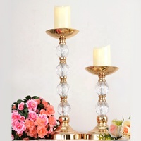 Support à fleurs en métal et cristal sur mesure pour centres de table de mariage, Vases de présentation, Porte-bougie de luxe doré en gros
