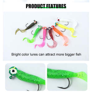 Selco vente en gros SGSL-10-5 tête plombée <span class=keywords><strong>leurre</strong></span> <span class=keywords><strong>de</strong></span> pêche grub souple avec crochet unique pour la pêche à la truite brochet bar - Product Image 2