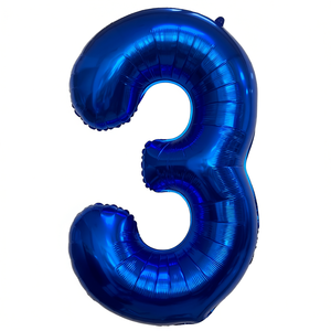 Globo Metálico con Número 3 en Azul Oscuro de 1 Metro para Fiestas de Cumpleaños Infantiles - Product Image 1