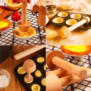 Set de 3 tamper à tarte en bois Outils de bricolage en bois pour la fabrication de gâteaux aux œufs, pâtes, gâteaux au fromage Dessert Outils de cuisine - Product Image 4