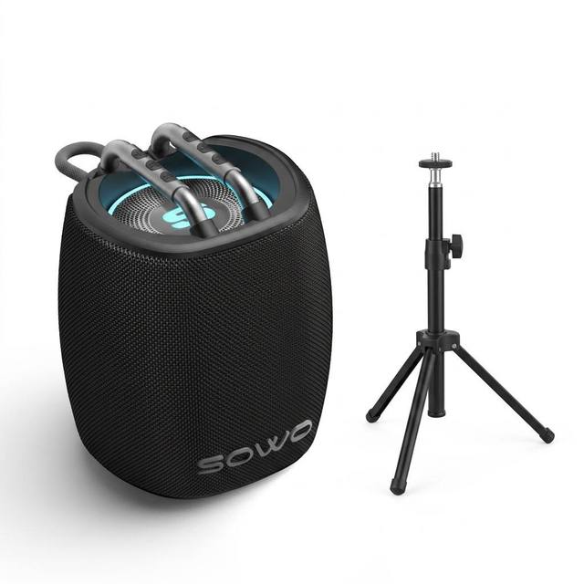 Waterproof Portable Wireless Speaker Type-C RGB Ring Light Handle 1/4 Thread Mount Tripod Outdoor Camping Seaside