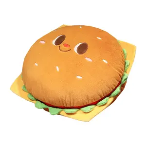 New Arrival Plush Hamburger Cheeseburger Plush Kids Hamburger Pillow Stuffed Burger Throw Toy