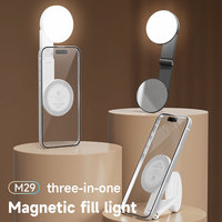 Éclairage de studio LED pour selfie M29, magnétique, réglable en température de couleur (2500-9000K), haute fidélité des couleurs (CRI), pour téléphone portable et tablette
