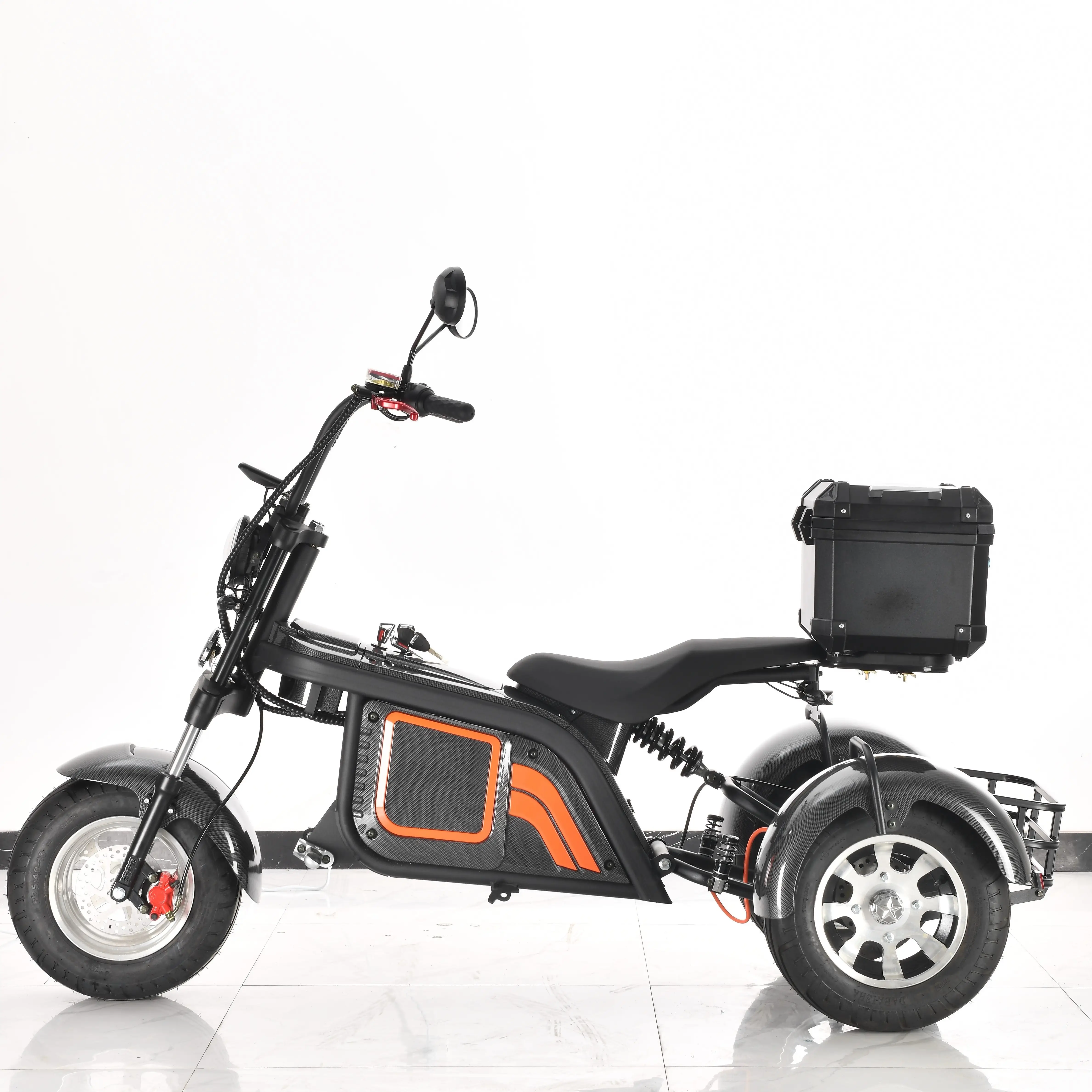 2023 yeni tasarım iki kişi yolcu taksi üç tekerlekli motosiklet bisiklet Scooter 2 koltuk elektrikli üç tekerlekli bisiklet engelliler için