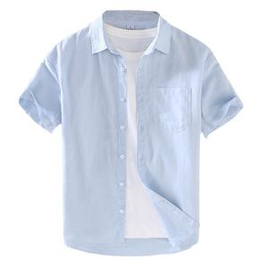 Camicia da <span class=keywords><strong>uomo</strong></span> <span class=keywords><strong>estiva</strong></span> all'ingrosso a maniche corte camicia Casual da <span class=keywords><strong>uomo</strong></span> in cotone a mezza manica sottile Cardigan Top Jacket - Product Image 1