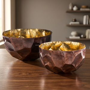 Gold Sparkle Embossed Leaf Copper Metal Wedding Serving <b>Platter</b> Dish Bowl Decor Dishwasher Safe & Heat Resistant - I H C - Product Image 1