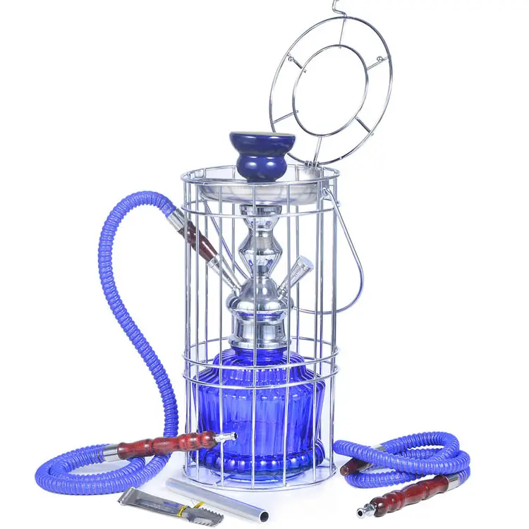 Cuenco de cerámica para fumar, pipa doble, pinzas, jaula completa, Hookah, Shisha, gran oferta