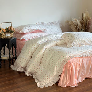 Nouvelle parure de lit quatre pièces en dentelle style princesse, coton lavé 300 fils, drap, taie d'oreiller, housse de <span class=keywords><strong>couette</strong></span>, petite taille fraîche - Product Image 4