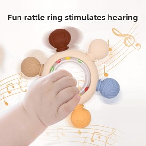 Jouet de dentition en silicone de qualité alimentaire pour bébé, hochet apaisant pour les gencives, bâtonnet à mordre pour prévenir les morsures aux doigts et favoriser la poussée des dents - Product Image 3