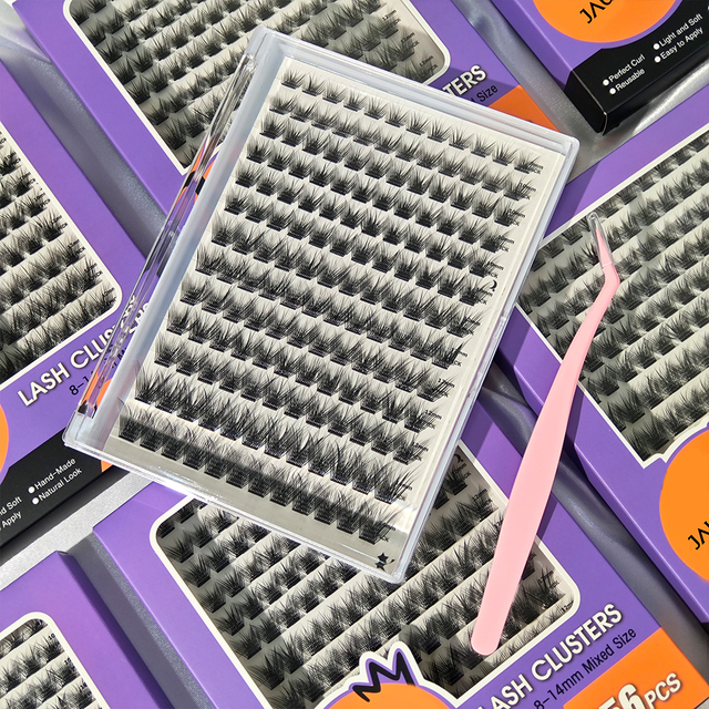 Factory Price Pre-cut Lashes Clusters DIY Lash Extension Kit Natural Style Segmented 8-16mm Mixed Individual Eyelash Trays