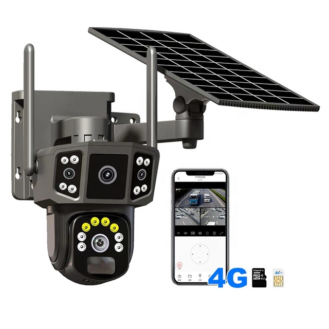 V380 Security Camera Outdoor 360-Degree Mobile Phone Remote Panoramic Home 4G Gun Ball HD Solar Monitor
