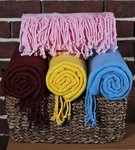 ผ้าขนหนูอาบน้ำแบบตุรกี Fouta ผ้าฝ้าย100,ผ้าขนหนูแบบสี Nazar สำหรับชายหาด Peshtemal