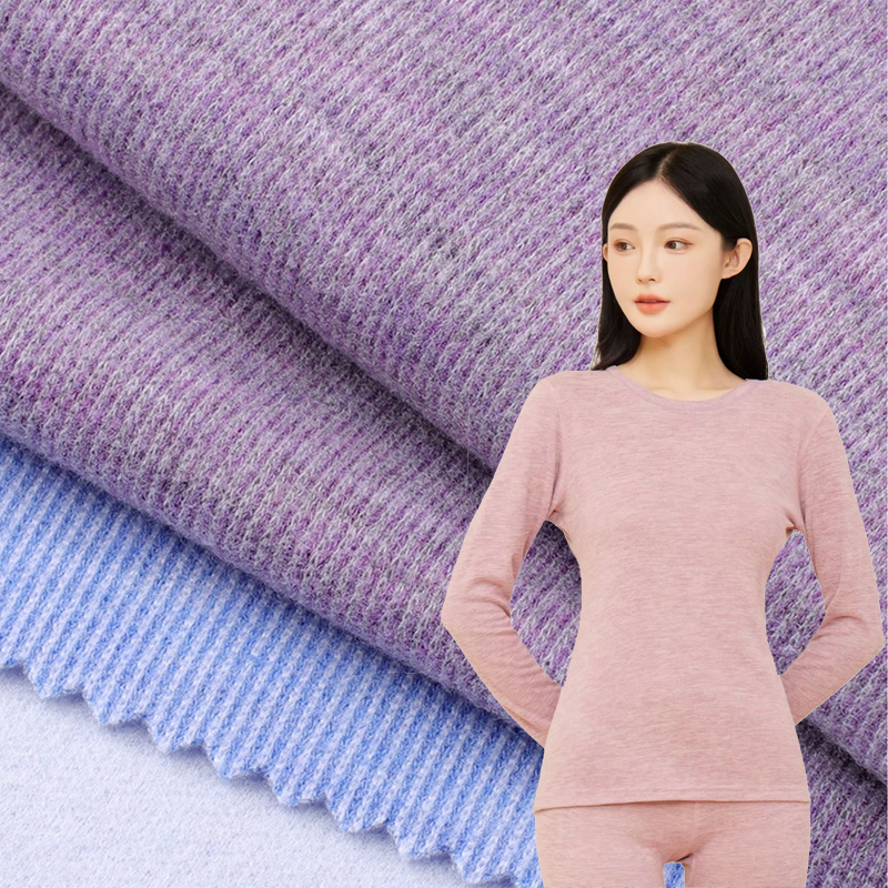 Warm Comfortable Wool/Polyester Worsted Stretch Vertical Stripe Yarn-Dyed Knitted Fabric for Men's Women's Pajamas Underwear