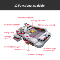 Lit en cuir multifonctionnel intelligent de haute qualité avec rangement, massage, lit rembourré, lit double électrique
