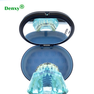 กล่องเก็บรีเทนเนอร์แบบพกพา Denxy คุณภาพสูง ผลิตจากพลาสติกสองชั้น พร้อมกระจกและฝาปิดแม่เหล็ก สำหรับใส่ฟันปลอมและเจล - Product Image 2