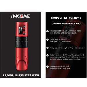 Pistola de tatuaje inalámbrica recargable, máquina rotativa de alta capacidad con doble batería - Product Image 3