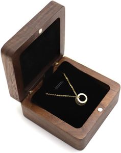 Eco-Friendly Natural Walnut Wood Jewelry Display Box Pendant Storage Case for Necklace Gifts for Wood Crafts Wall Signs
