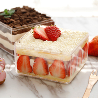 Maßgefertigte Kekse Quadratische Plastik-Klarsichtbox Plastik-Tiramisu-Kuchenbehälter Dessertbox mit Deckel Snackle-Box-Ideen