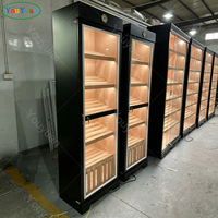 Holz-Zigarren-Vitrine, Doppelglastür-Humidor-Showcase mit LED-Beleuchtung & Konstanttemperatursystem für Zigarrengeschäfte