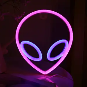 Sinal De Neon Alienígena Rosto Em Forma De Parede Pendurado Luzes Para Casa Crianças Quarto Noite Lâmpadas Xmas Party Holiday Art Decor