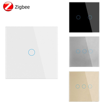 Interrupteur mural intelligent ZigBee 1/2/3 voies, tactile sans fil, compatible avec la commande à distance par application, EU & UK, 240 V universel, sans fil neutre