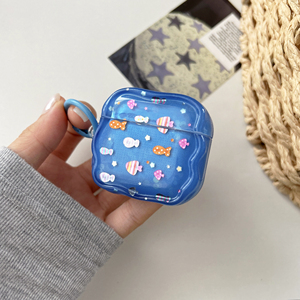 Funda Protectora para <span class=keywords><strong>AirPods</strong></span> <span class=keywords><strong>Pro</strong></span> 2 3 4 con Diseño <span class=keywords><strong>de</strong></span> Pez Azul Oceánico, Textura <span class=keywords><strong>de</strong></span> Onda, Cordón Decorativo, Carcasa <span class=keywords><strong>de</strong></span> TPU Suave a Prueba <span class=keywords><strong>de</strong></span> Golpes - Product Image 6
