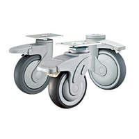Roue pivotante TPR de 3 pouces (75 mm) pour équipement médical, lit d'hôpital, avec plaque / frein