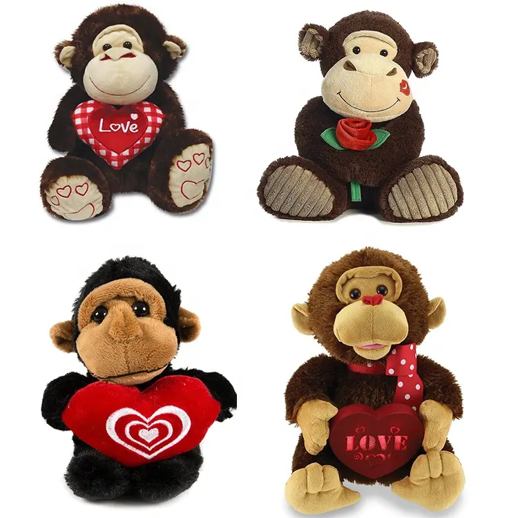 Valentijnsdag Geschenk Nieuwe Aap Soft Toy Groothandel Custom Pluche Speelgoed Aap Met Hart